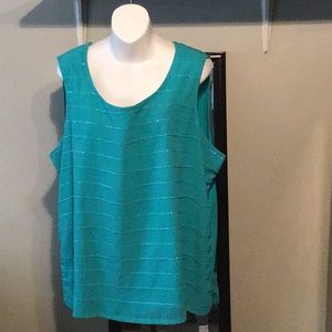 Aqua blue pull-over top with sequin decor